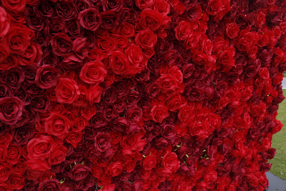 3D rød klud bund simulering blomstervæg baggrund væg butik dekoration bryllup bryllup dekoration