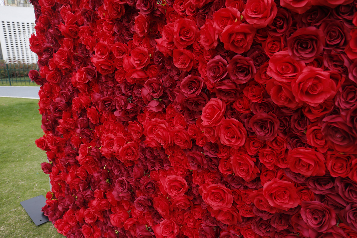 3D rode doek bodem simulatie bloem muur achtergrond muur, winkel decoratie bruiloft decoratie rozenmuur