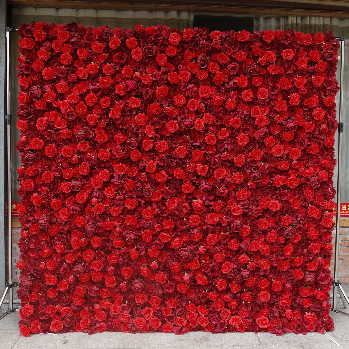 Reade doek boaiem blom muorre eftergrûn muorre fabrikant gruthannel brulloft dekoraasje stof simulaasje blommen