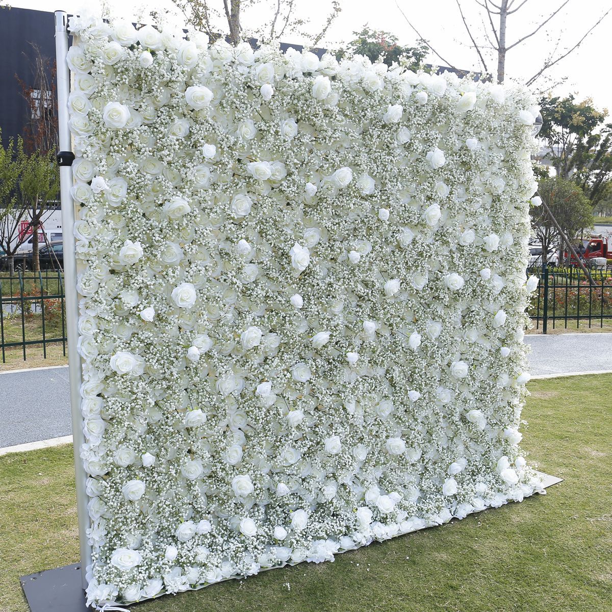 Pełne niebo gwiaździsta tkanina symulowana ściana kwiatów tło ściana zdjęcie tło dekoracja ślubna ściana