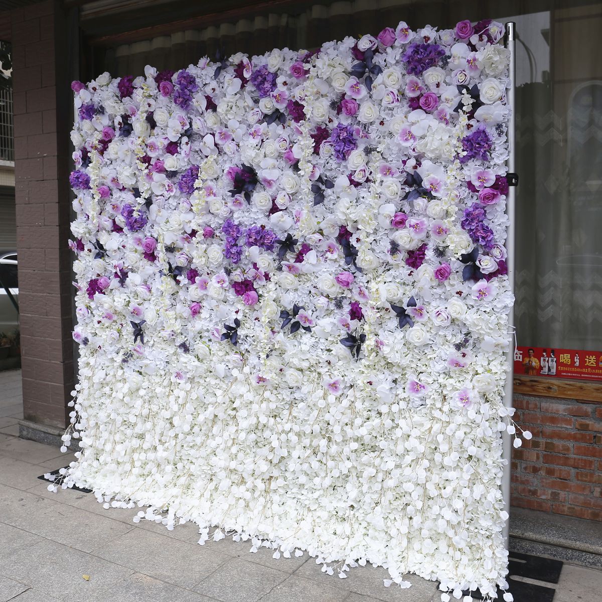 Simulasi bawah kain kecerunan ungu dinding latar belakang dinding bunga pemandangan aktiviti luar