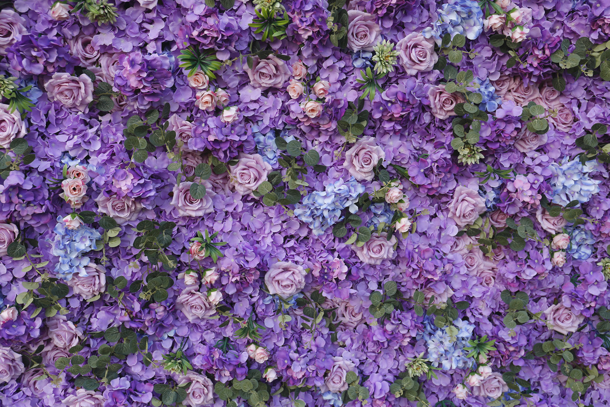 Ljubičasta tkanina donji cvijet zid simulirani cvijet pozadina zid vjenčanje dekoracija izlog dekoracija