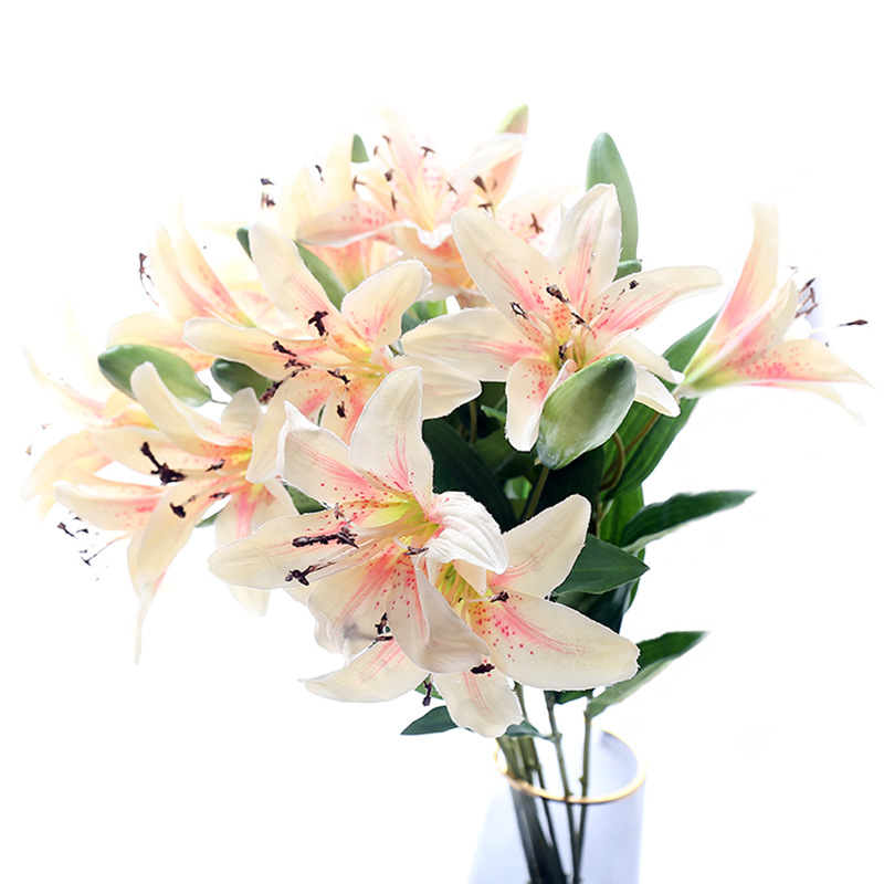 Simulated lilies single bouquet artificial flowers living room dining table tabletop decorations indoor flowers