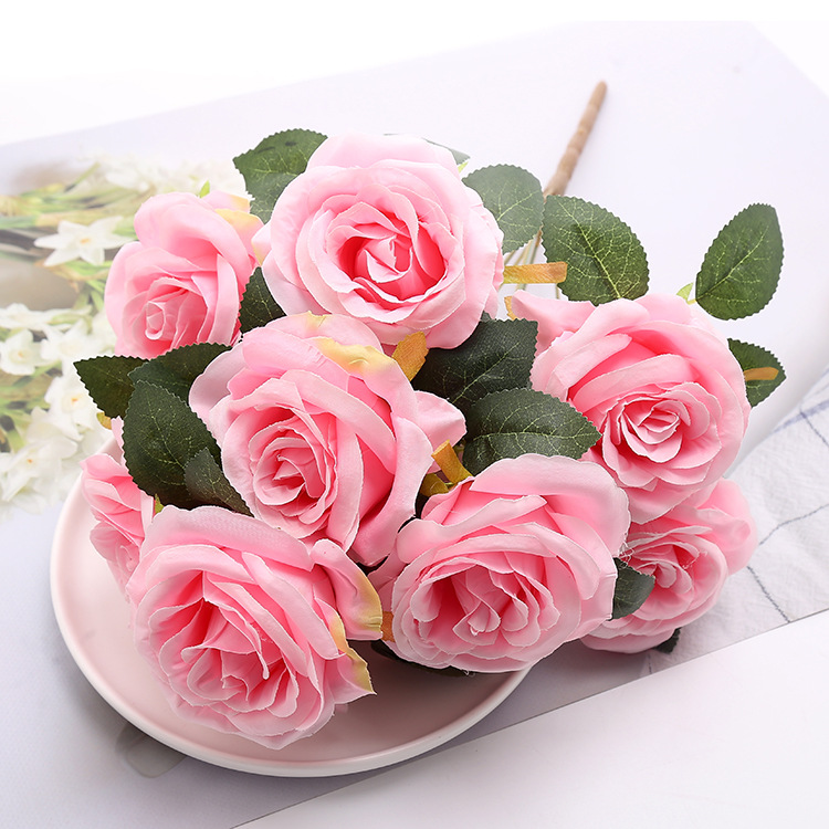 10 artificial rose bouquets wedding decoration props fake flowers home flower arrangements hand held flowers