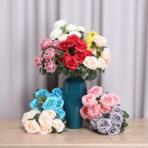 10 изкуствени букета от рози сватбена украса подпори фалшиви цветя домашни цветни аранжировки ръчни цветя