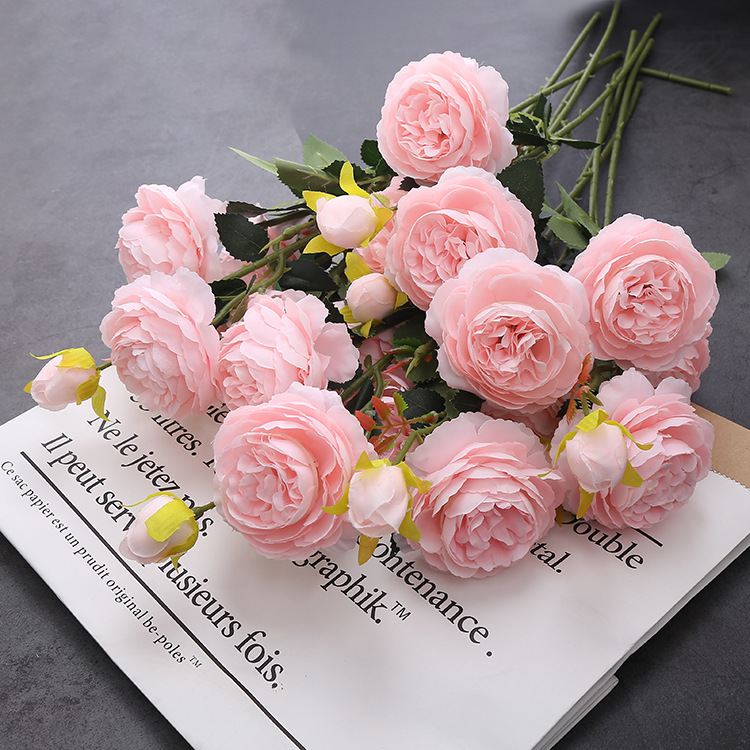 Artificial Rich and Noble Ocean Peony Single Branch Brazilian Rose Peony Wedding Decoration Artificial Flower Vase Flower Arrangement