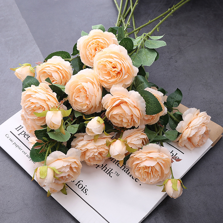 Artificial Rich and Noble Ocean Peony Single Branch Brazilian Rose Peony Wedding Decoration Artificial Flower Vase Flower Arrangement