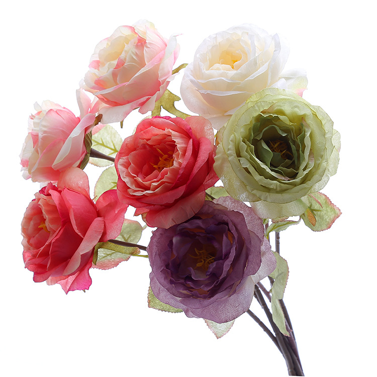 जिओ बियान रोज सपिङ मल बैठक कोठा सजावट कृत्रिम फूल कृत्रिम रेशम फूल यूरोपीय रेट्रो प्यालेस एकल गुलाब नक्कल फूल