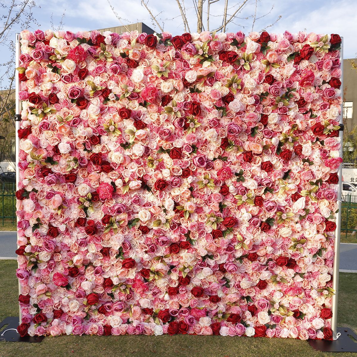 Fabric bottom floral wall outdoor background wedding decoration