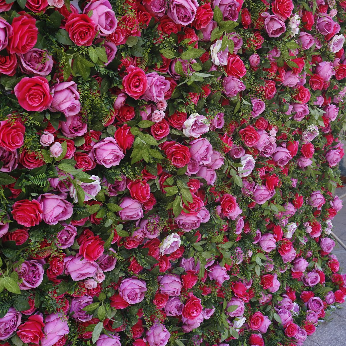 인공 붉은 모란 꽃 벽 웨딩 장식