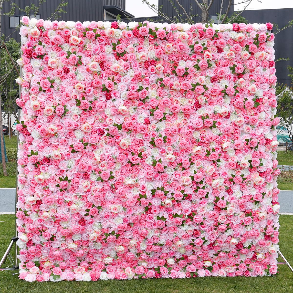 Kain pink ing ngisor simulasi kembang tembok pernikahan kembang mawar