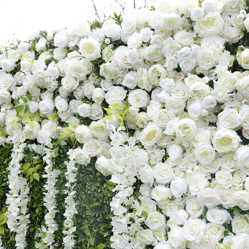 תחתית בד גבוה הדמיית קיר פרחים, קיר רקע קיר צמחים ירוק חתונה וקיר צמח קישוט חיצוני