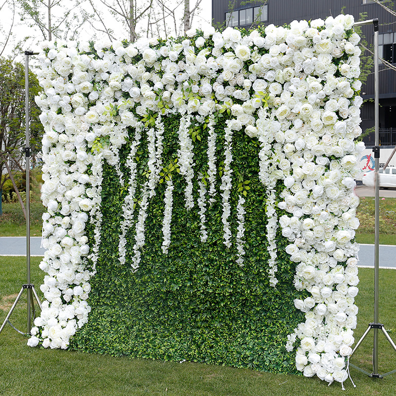 High end fabric bottom simulation flower wall, background wall green plant wall wedding and outdoor decoration plant wall