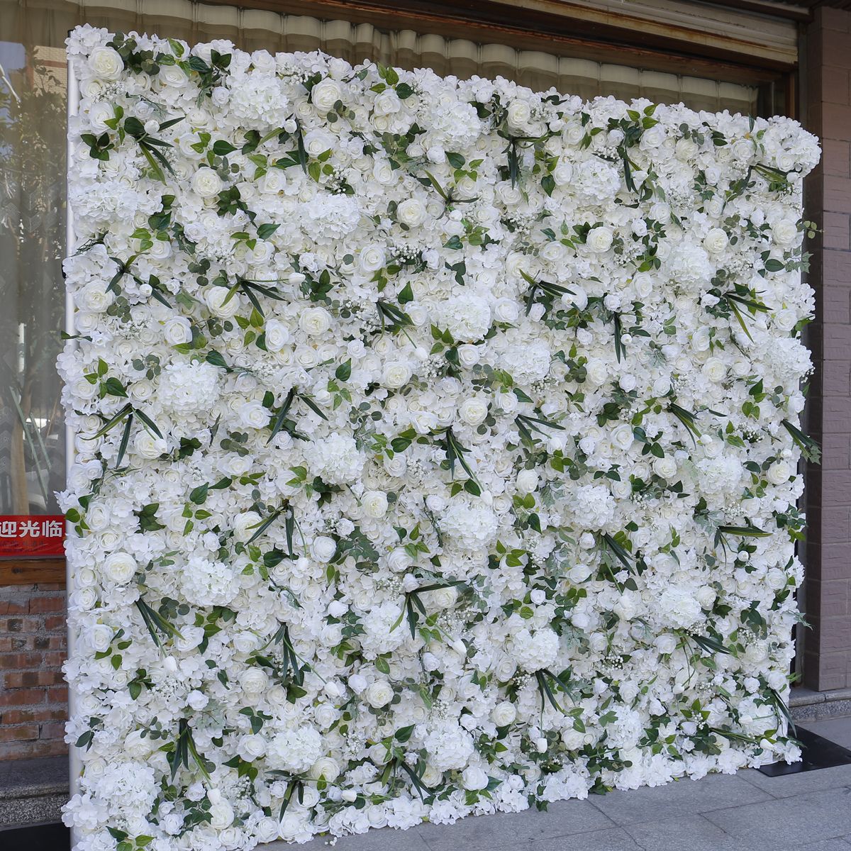 Weißer 5D-Stoff, Blumenwand, Hintergrundwand, Partyaktivitäten im Freien, Hochzeitsdekorationen, Hochzeiten