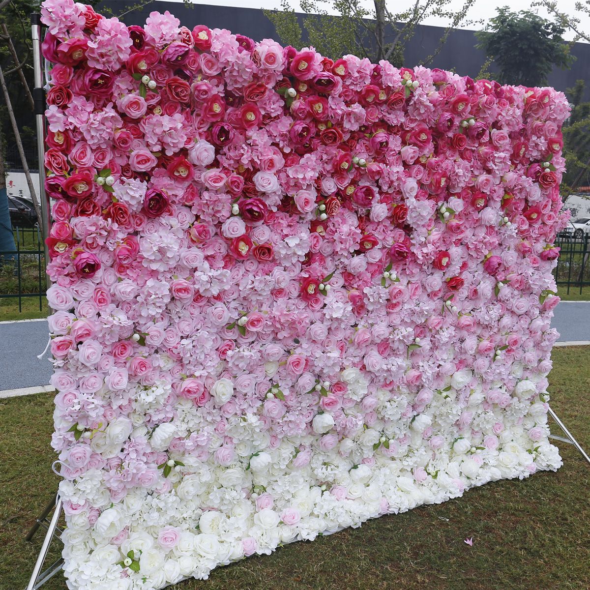 Fundo de tecido gradiente tridimensional 3D, simulação, fundo de parede de flores, loja de decoração de casamento, decoração de casamento ao ar livre