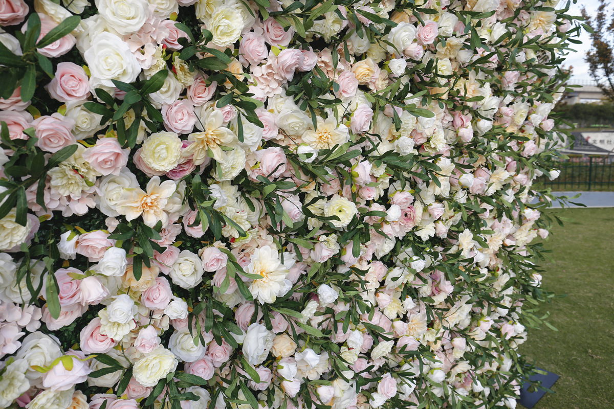 5D simulatie stof bodem bloem muur achtergrond muur bruiloft decoratie bruiloft podium lay-out kunstbloem achtergrond rij boog bloemen