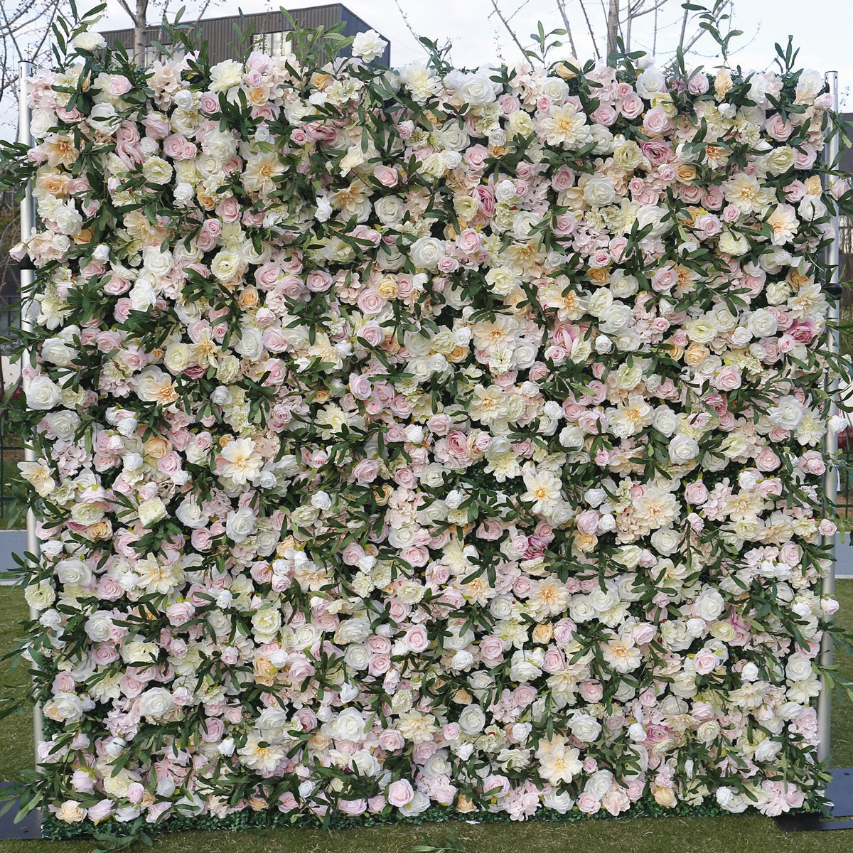 5D szimulációs szövet alsó virág fal háttér fal esküvői dekoráció esküvői színpad elrendezés művirág háttér ív virágsor
