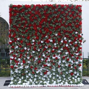 Simulated floral wall with fabric background gradient wedding decoration rose green plant wall plant wall