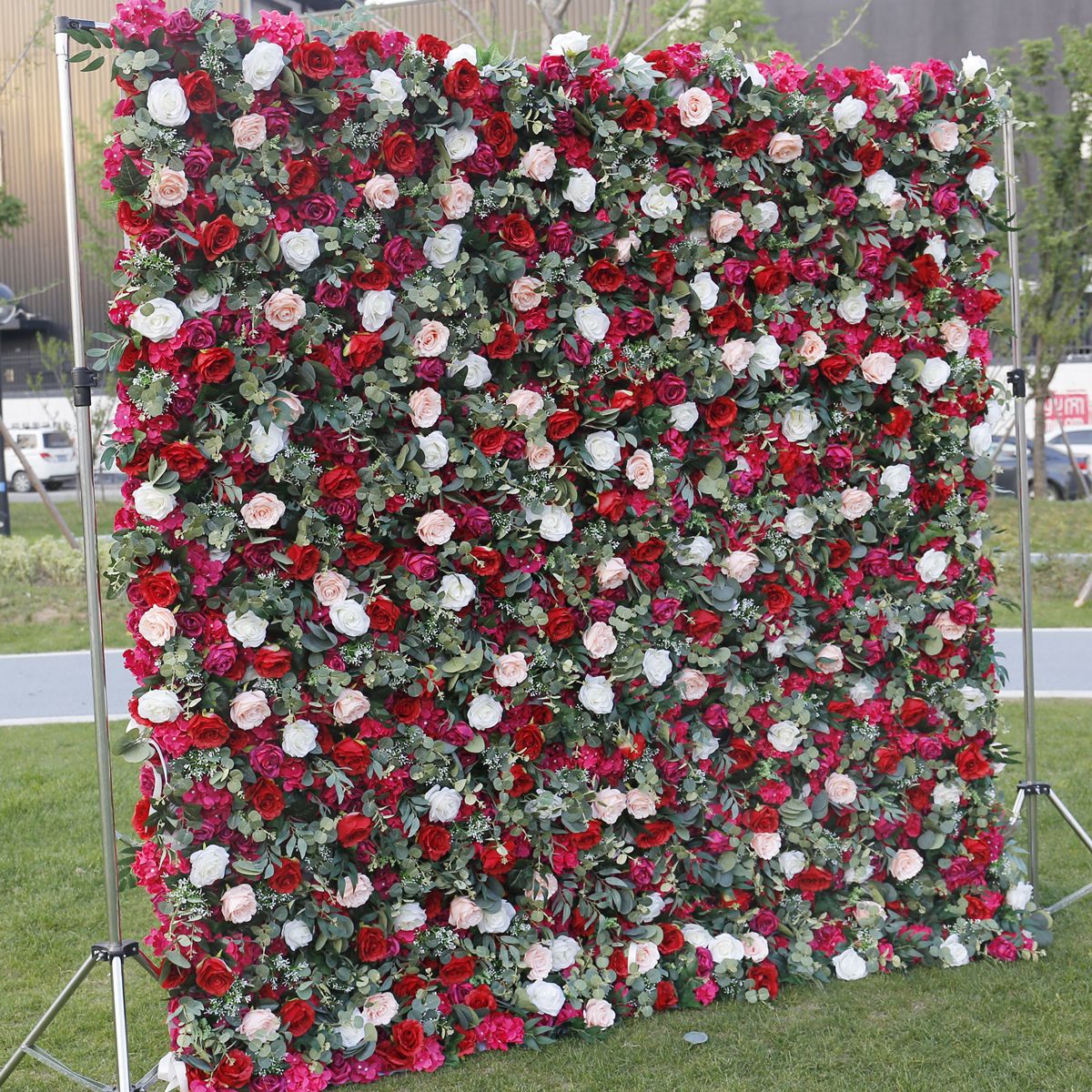 Lesná séria 5D textilné dno Svadobné pozadie Kvetinové steny Simulácia Rose Arrangement
