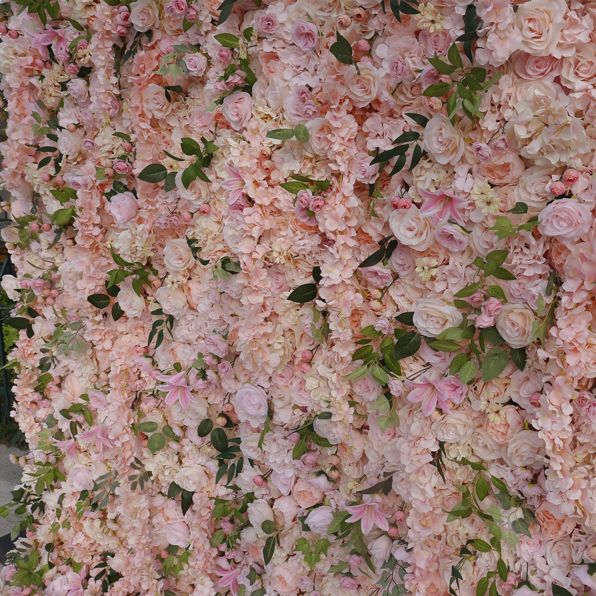 Fundo de pano rosa simulação parede de fundo de parede de flores comércio exterior 5D decoração de recepção de casamento da Amazônia