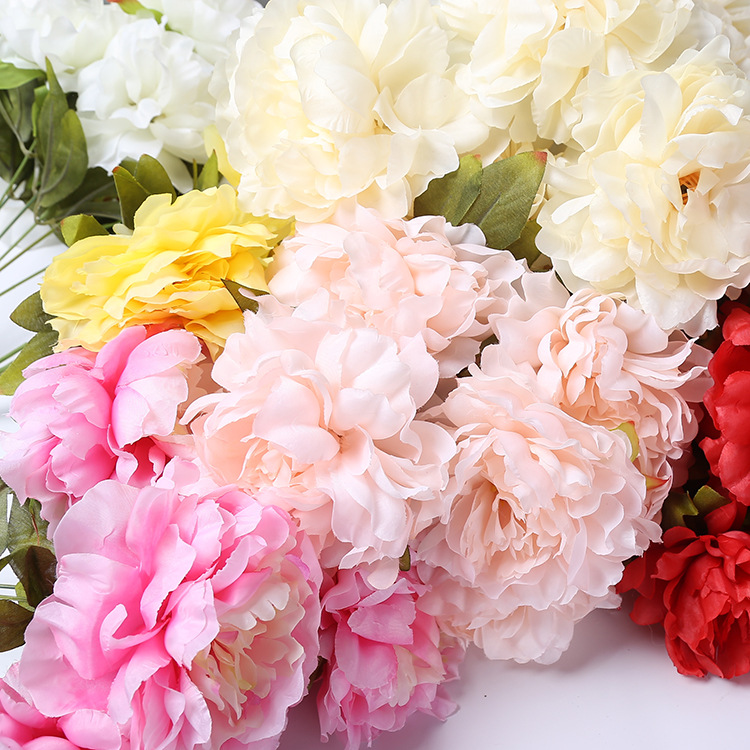 Wholesale simulation of 7-head European peony home vase decoration flower arrangement high-end artificial silk flowers