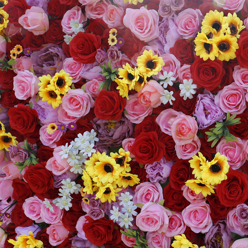 5D υφασμάτινο κάτω μέρος προσομοίωσης τοίχου λουλουδιών τοίχου τοίχου γάμου και γάμου προμήθειες ηλίανθου