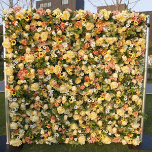 5D fabric bottom flower wall background wall, yellow background wall, wedding decoration, wedding flower wall, flower art