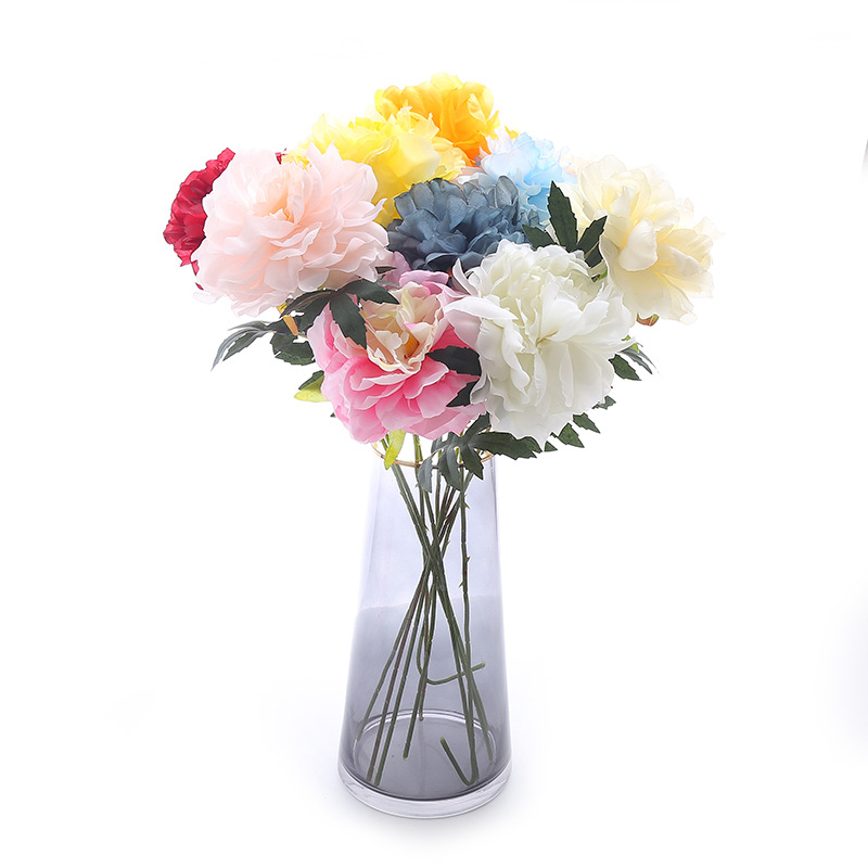 Европейски стил симулация единичен изкуствен божур цвете декорации на ваза за дома декорация на цветна аранжировка
