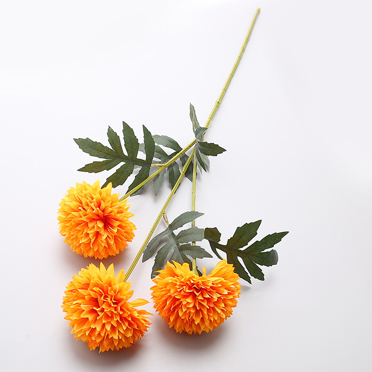  Simulated Three Head Flower Bundle Wedding Roadmap Home Farnishing Vase Spicy Chrysanthemum Single Handle Flower 