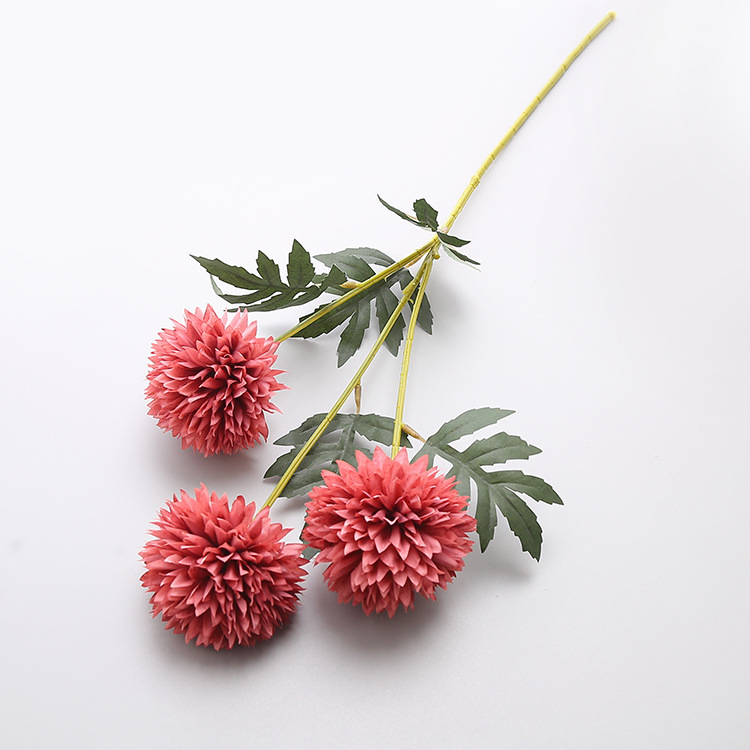 Simulated Three Head Flower Bundle Wedding Roadmap Home Furnishing Vase Spicy Chrysanthemum Single Handle Flower
