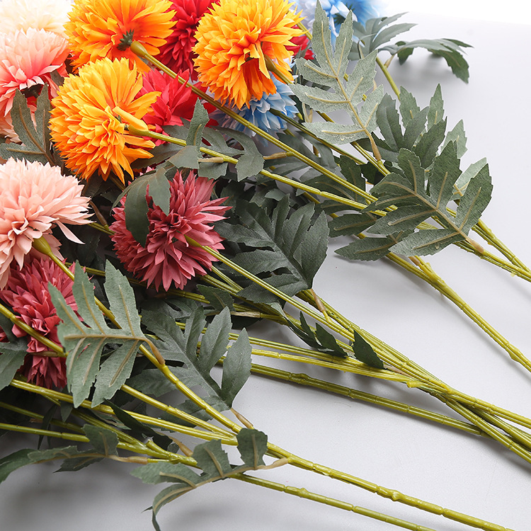 Simulated Three Head Flower Bundle Wedding Roadmap Home Furnishing Vase Spicy Chrysanthemum Single Handle Flower