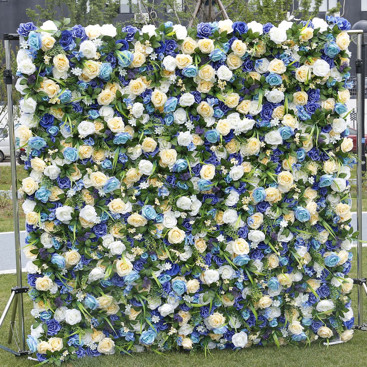 Waldstil Stoffboden Simulation Blumenwand Hintergrundwand grüne Pflanzenwand Hochzeitsdekoration im Freien Aktivitätslayout Blumenwand