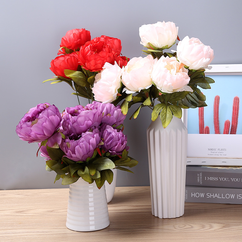 Továrenský priamy predaj umelé kvety 7 európskych štýlov pivonka bytové zariadenie jedálenské stoly svadobné dekorácie