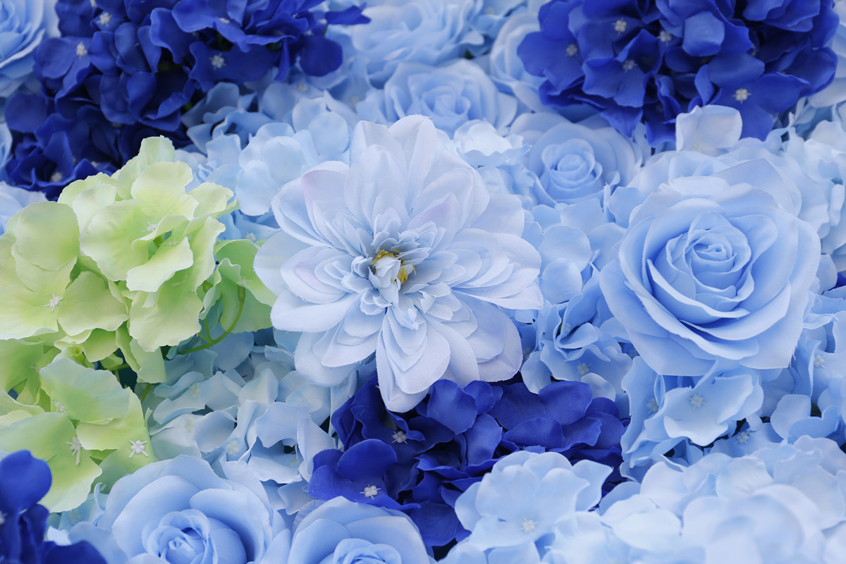Artificial Blue cloth bottom simulation flower wall