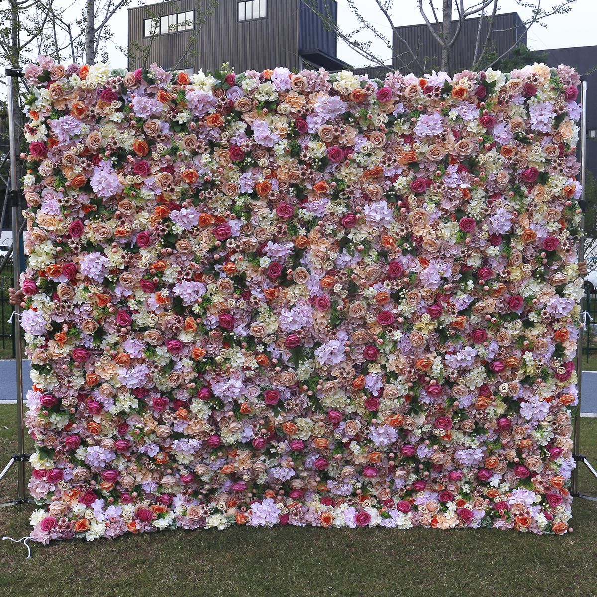 Simulirani cvjetni zid s pozadinom od tkanine Jesenska shema boja 5D pozadina vjenčanja Svadbena dekoracija Dekoracija aktivnosti na otvorenom