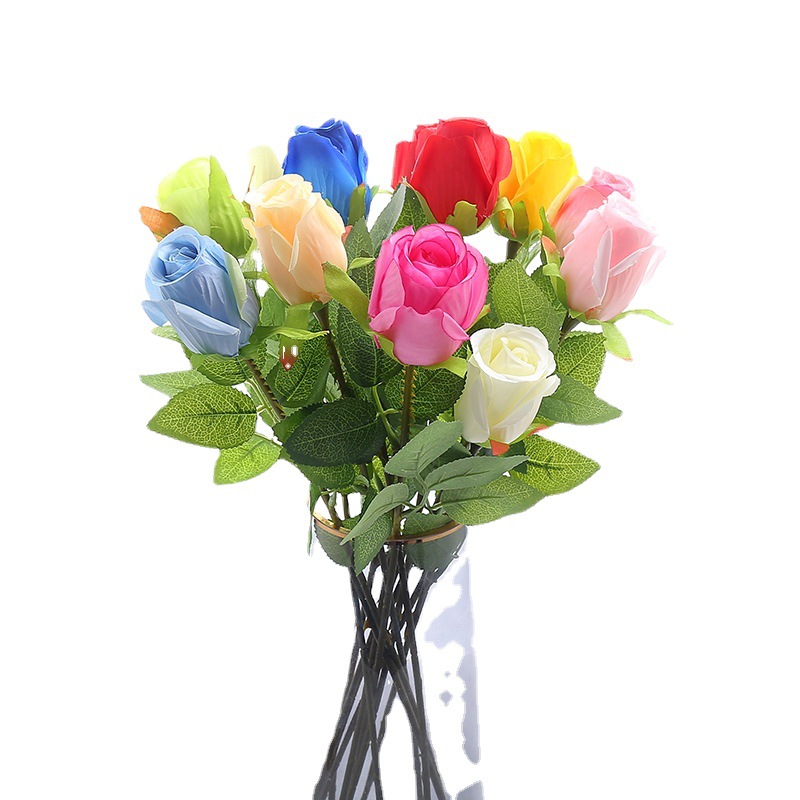 Simulasi single rose bouquet kain sutra bunga buatan dekorasi pernikahan