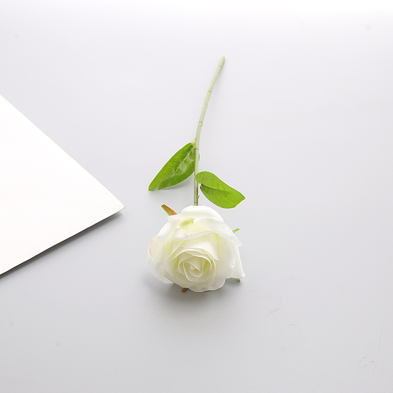 Simulated single rose bouquet flower decoration silk fabric