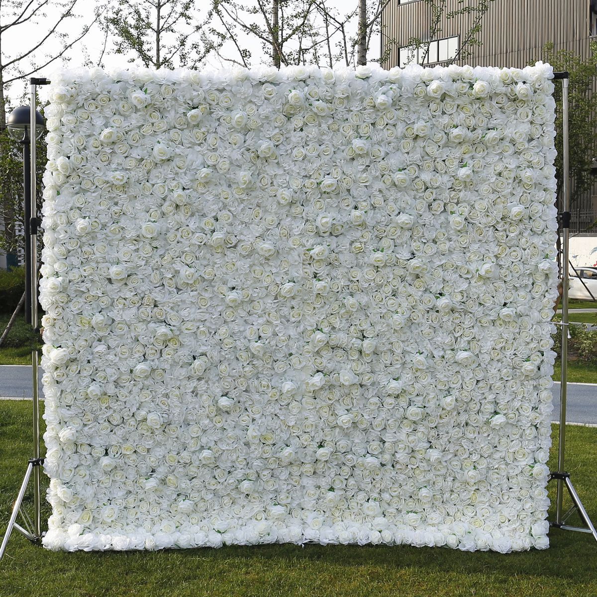 Balto dāliju rožu auduma apakšdaļa ziedu siena fona siena kāzu dekorācija ziedu siena