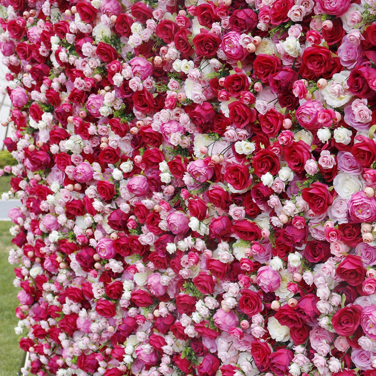 High-end red simulated cloth bottom flower wall wedding decoration background