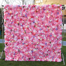 High density cloth bottom simulation flower wall background wedding site decoration rose silk flower wall