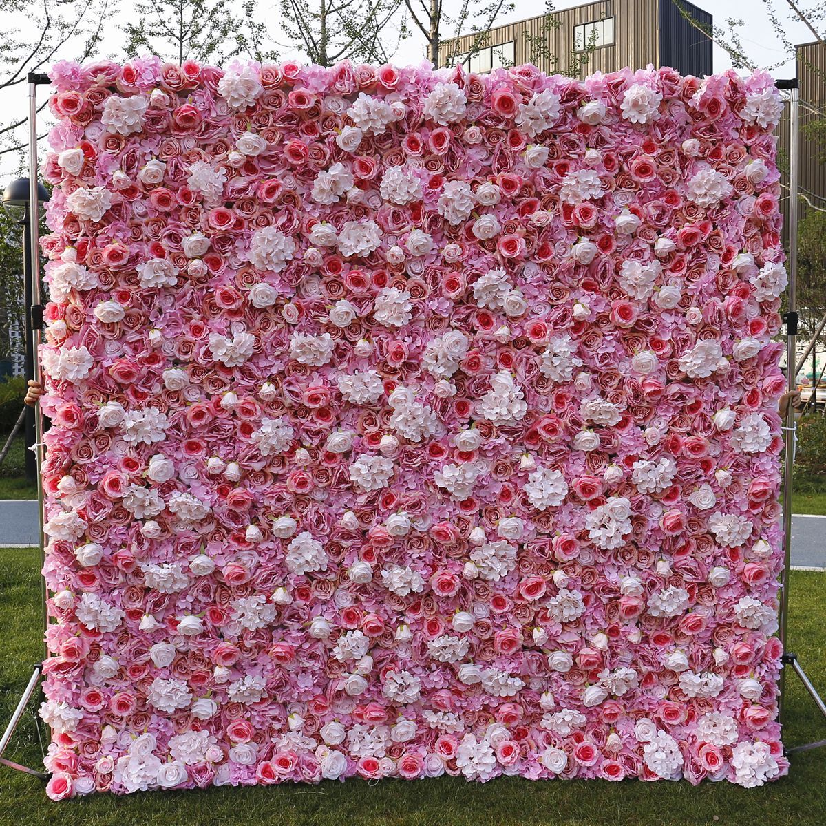  Fond de tissu de mariage Simulation Fleur Mur Fond Mur Film Studio Fond Soie Fleur Rangée Plante Mur Fleur Mur 