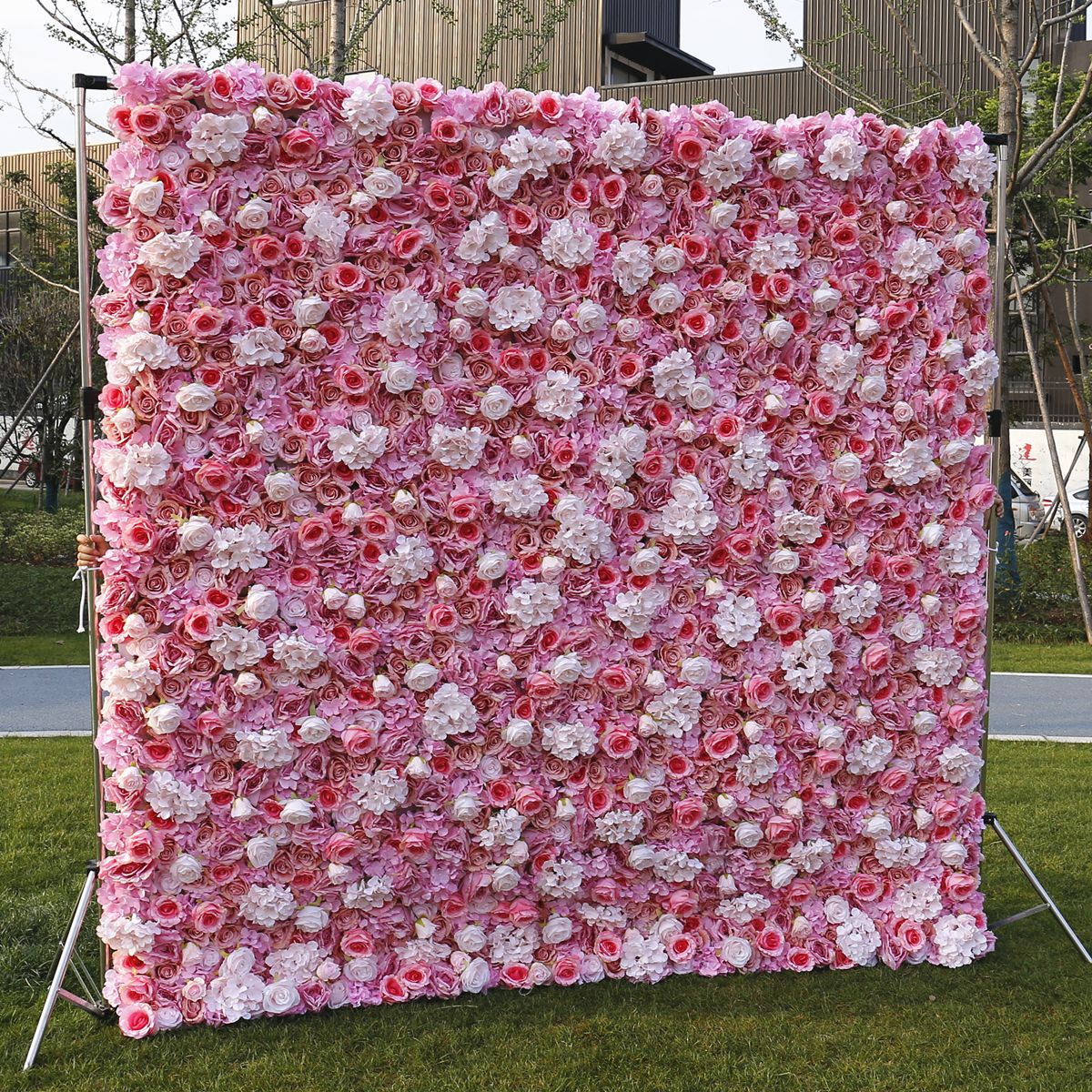  Hochzeit Stoffboden Simulation Blumenwand Hintergrund Wand Film Studio Hintergrund Seidenblumenreihe Pflanzenwand Blumenwand 