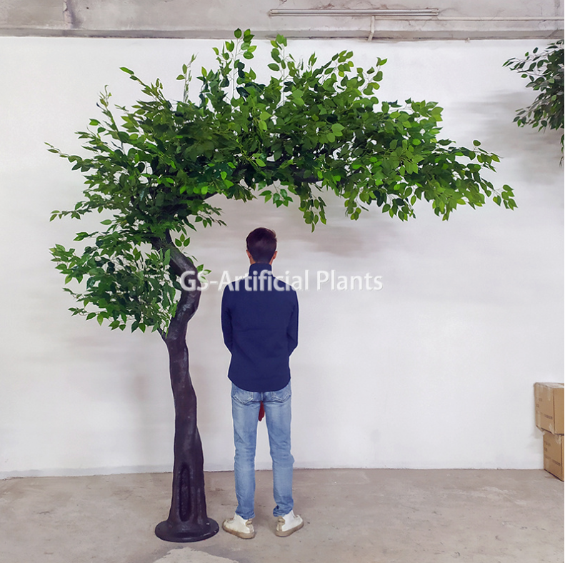 Large indoor artificial unilateral banyan tree landscape engineering decoration