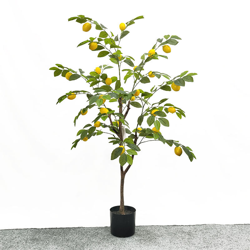 Landscape Artificial Potted Bonsai Plant 3Ft Faux Lemon Tree For Farm Park Garden Squares Decor