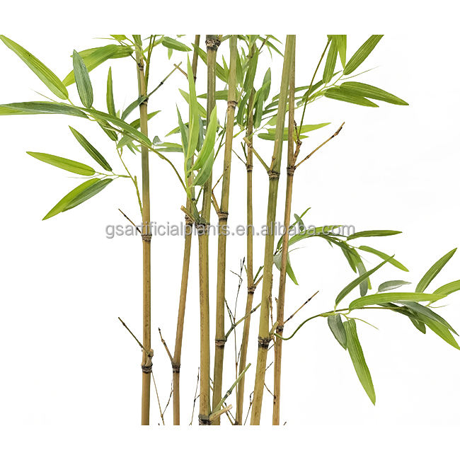 Garden Supplier Custom Make 190Cm Height 7 Branches Real Wood Trunk Silk Leaves Green Artificial Bamboo Tree With Plastic Pot