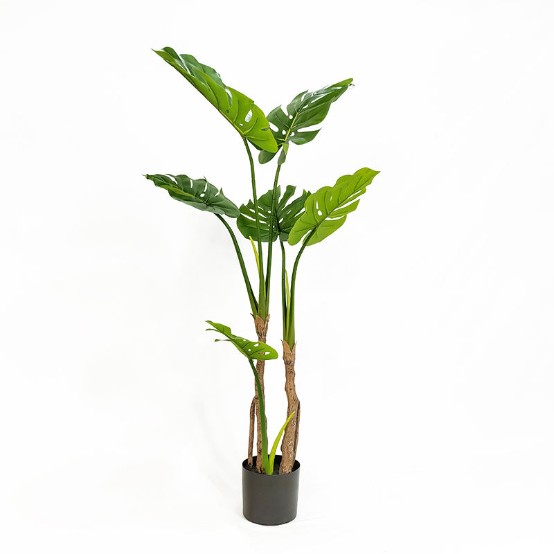 High Quality Faux Tree Bonsai Plant 115cm Artificial Monstera Deliciosa Tree For Decoration