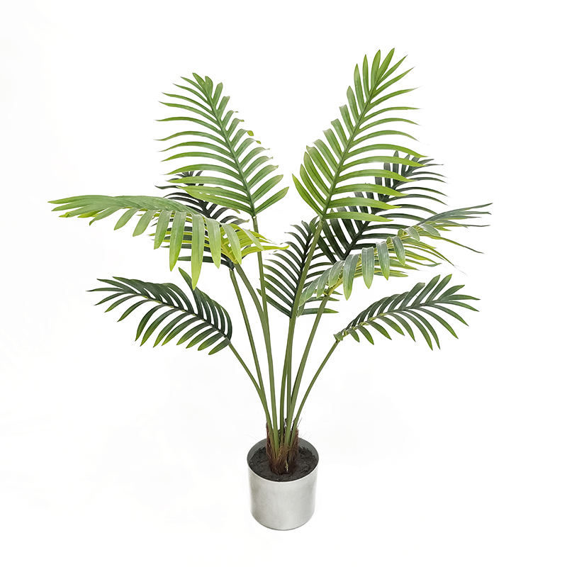 Factory Wholesales Areca Palm Tree Plastic 1m Height 9 Leaves Kwai Plant Artificial Palm Tree For Sale