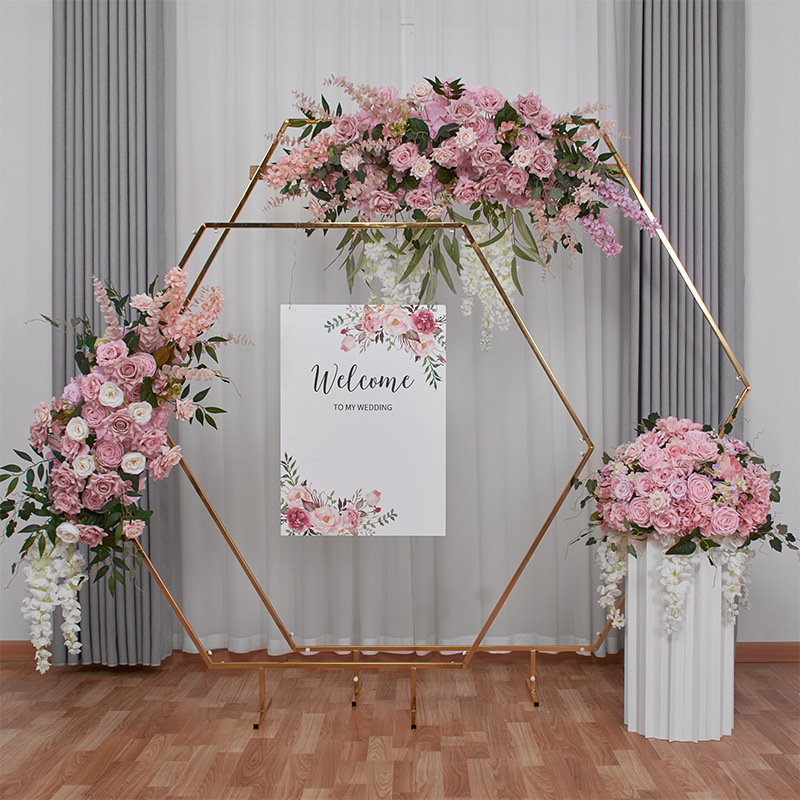 New electroplated arch screen shelf decoration wedding scene layout props lawn wedding decoration flower ball hanging flowers