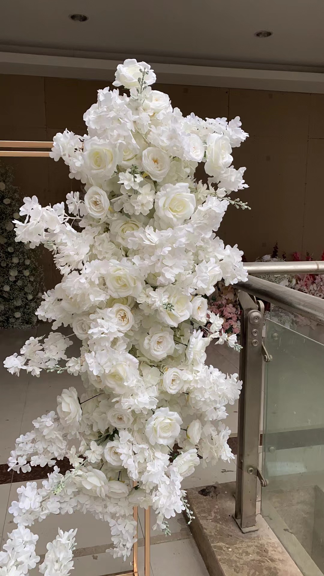 New artificial cherry blossom row flower ball shopping mall showroom window decoration flower wedding background stage table layout flower