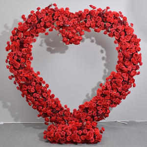 Red heart frame flower wedding background stage display flowers proposal activity celebration decoration artificial flowers fake flowers